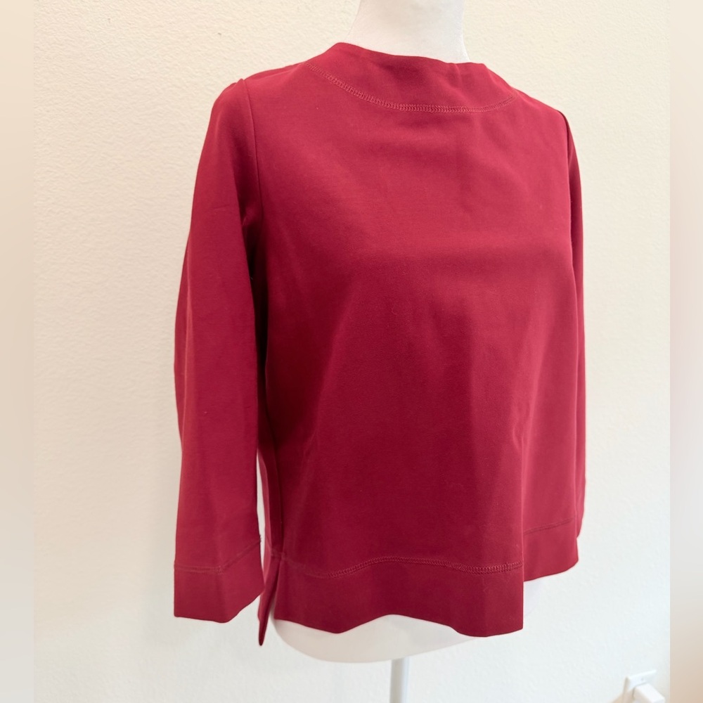 FRNCH Paris Maroon 3/4 Sleeve Top Ribbon Lace-Up Back NWT Women’s Size M/L Work